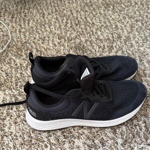 New Balance Black Mesh Sneakers with White Sole
